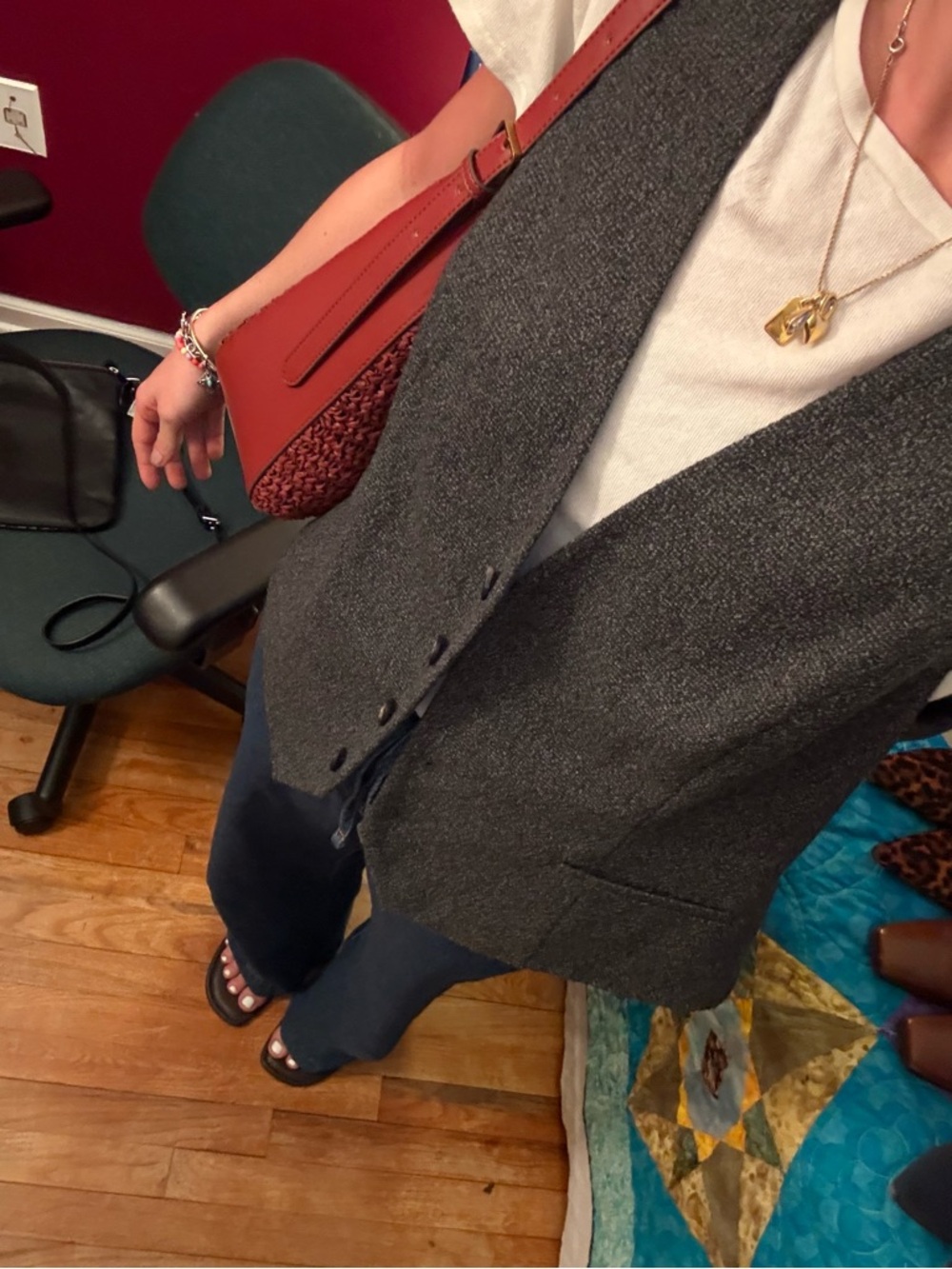 J Jill Charcoal Gray Tweed Vest - Size M